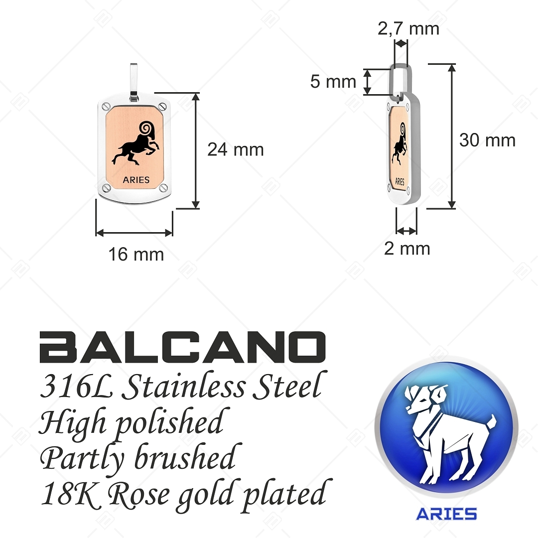 BALCANO - Aries / Horoscope Pendant, 18K Rose Gold Plated - Aries (242242BC96)