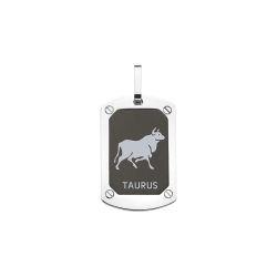 BALCANO - Taurus / Pendentif horoscope, plaqué PVD noir - signe du Taureau