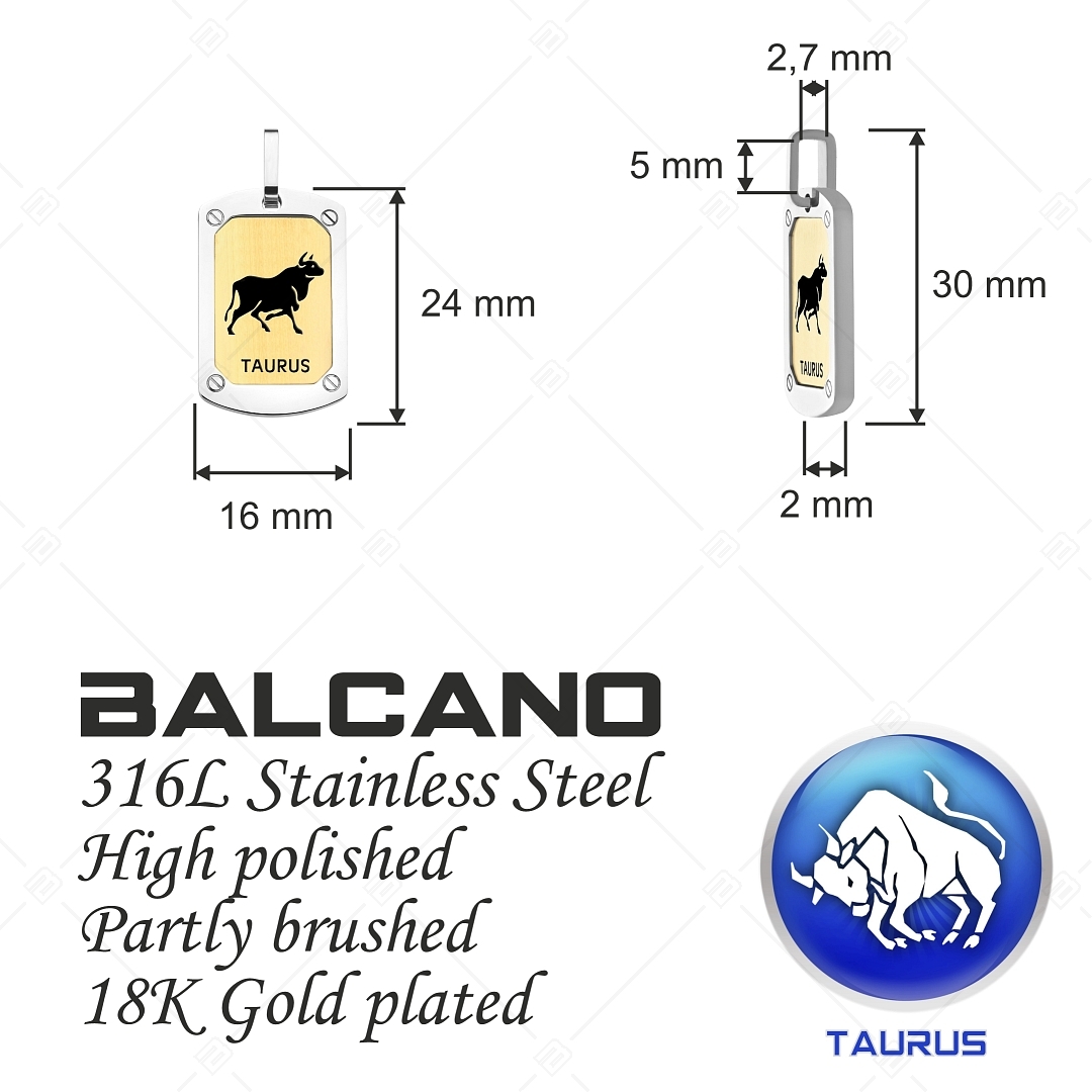 BALCANO - Taurus / Horoskop Anhänger mit 18K Gold Beschichtung - Stier (242243BC88)