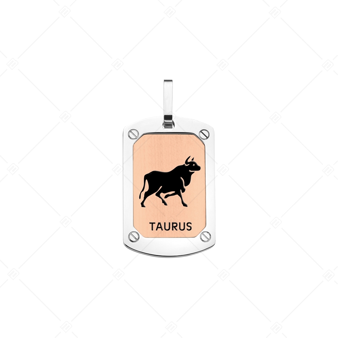 BALCANO - Taurus / Pendentif horoscope, plaqué or rose 18K - signe du Taureau (242243BC96)