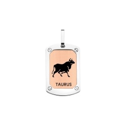 BALCANO - Taurus / Pendentif horoscope, plaqué or rose 18K - signe du Taureau