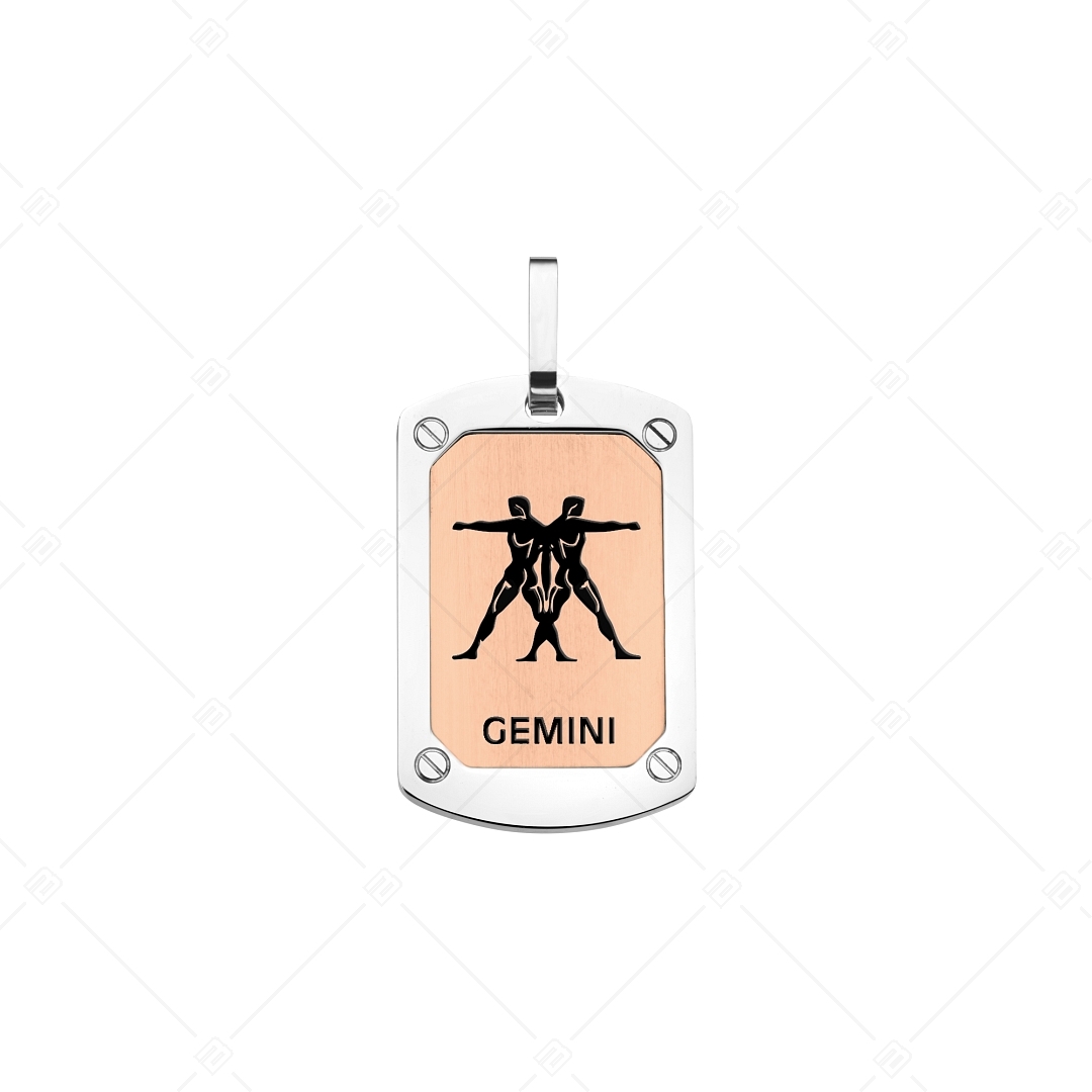 BALCANO - Gemini / Pendentif horoscope, plaqué or rose 18K - des Gémeaux (242246BC96)