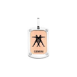 BALCANO - Gemini / Pendentif horoscope, plaqué or rose 18K - des Gémeaux