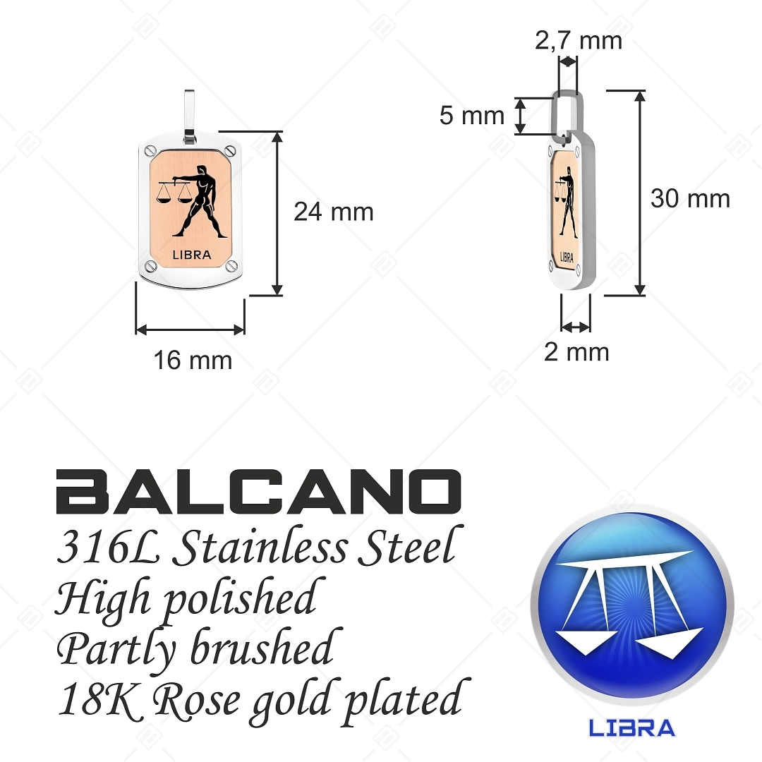 BALCANO - Libra / Pendentif horoscope, plaqué or rose 18K - de la Balance (242247BC96)
