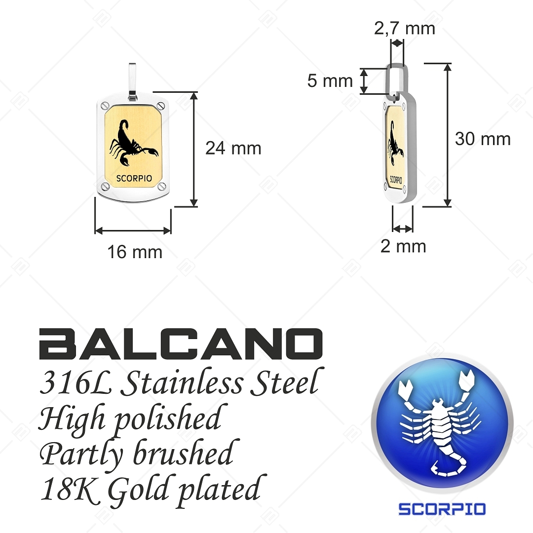 BALCANO - Scorpio / Horoscope Pendant, 18K Gold Plated - Scorpio (242248BC88)