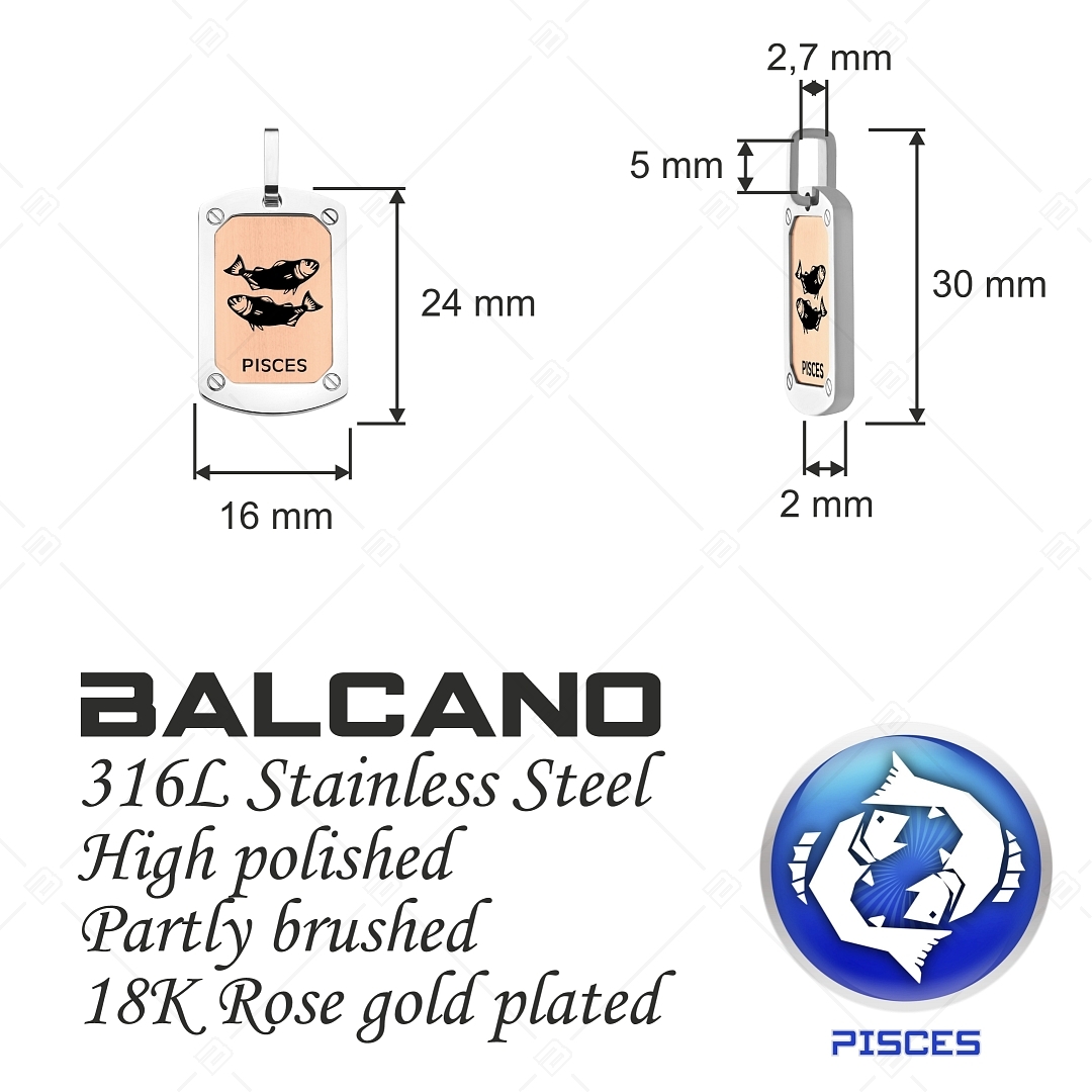 BALCANO - Piesces / Horoscope Pendant, 18K Rose Gold Plated - Pisces (242252BC96)