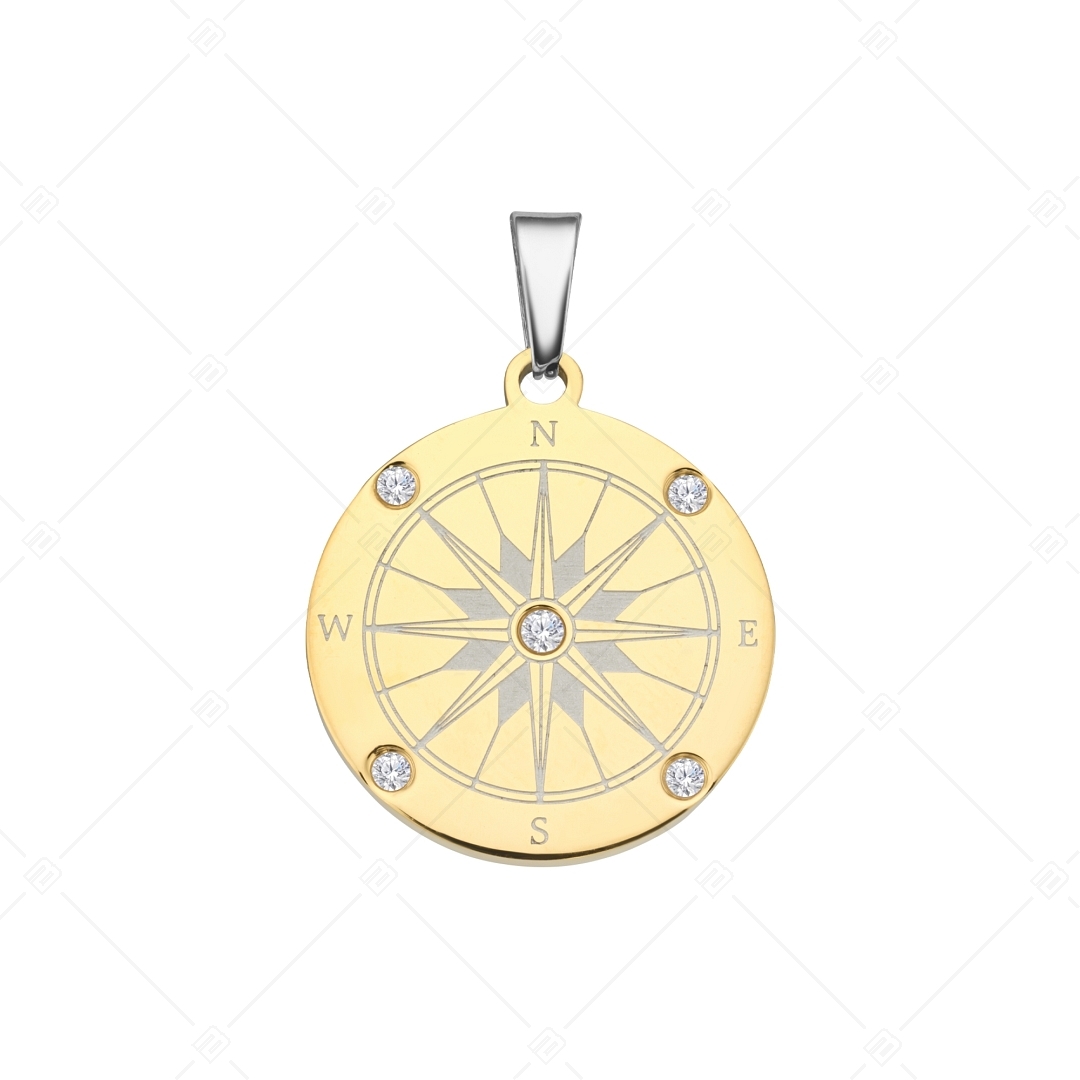 BALCANO - Compass / Pendentif boussole avec pierres de zirconium, plaqué or 18K (242253BC88)