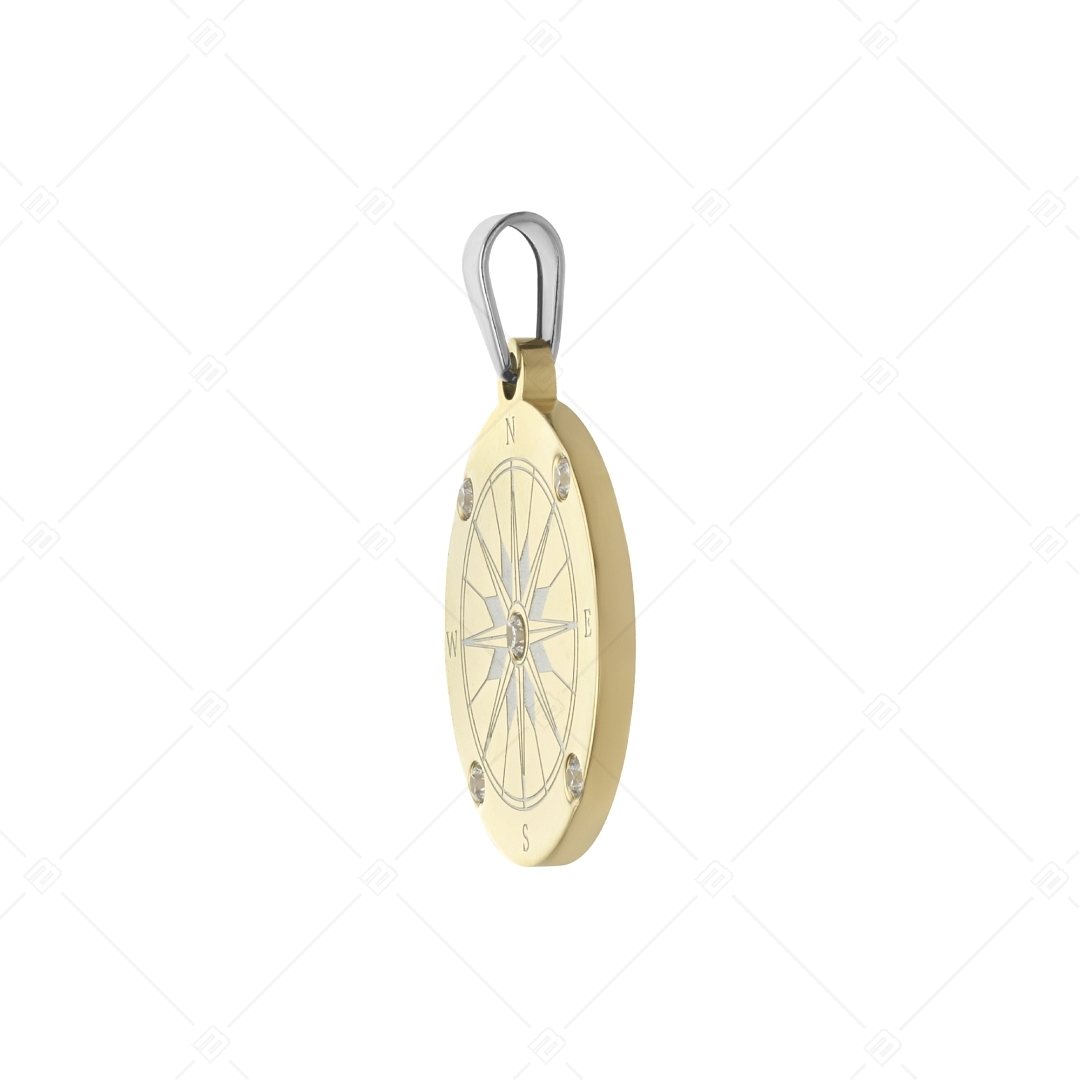 BALCANO - Compass / Pendant With Zirconia Gemstones, 18K Gold Plated (242253BC88)