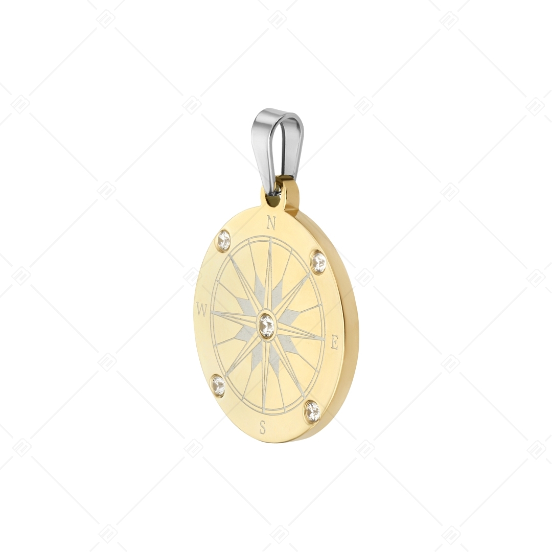 BALCANO - Compass / Pendant With Zirconia Gemstones, 18K Gold Plated (242253BC88)