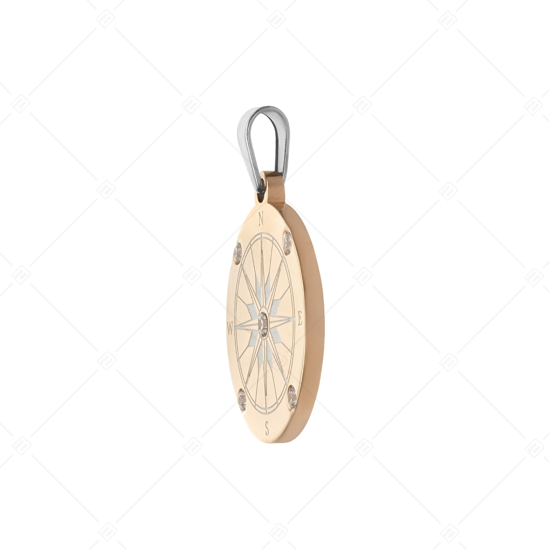 BALCANO - Compass / Kompass Anhänger mit Zirkonia Edelsteinen, 18K rosévergoldet (242253BC96)