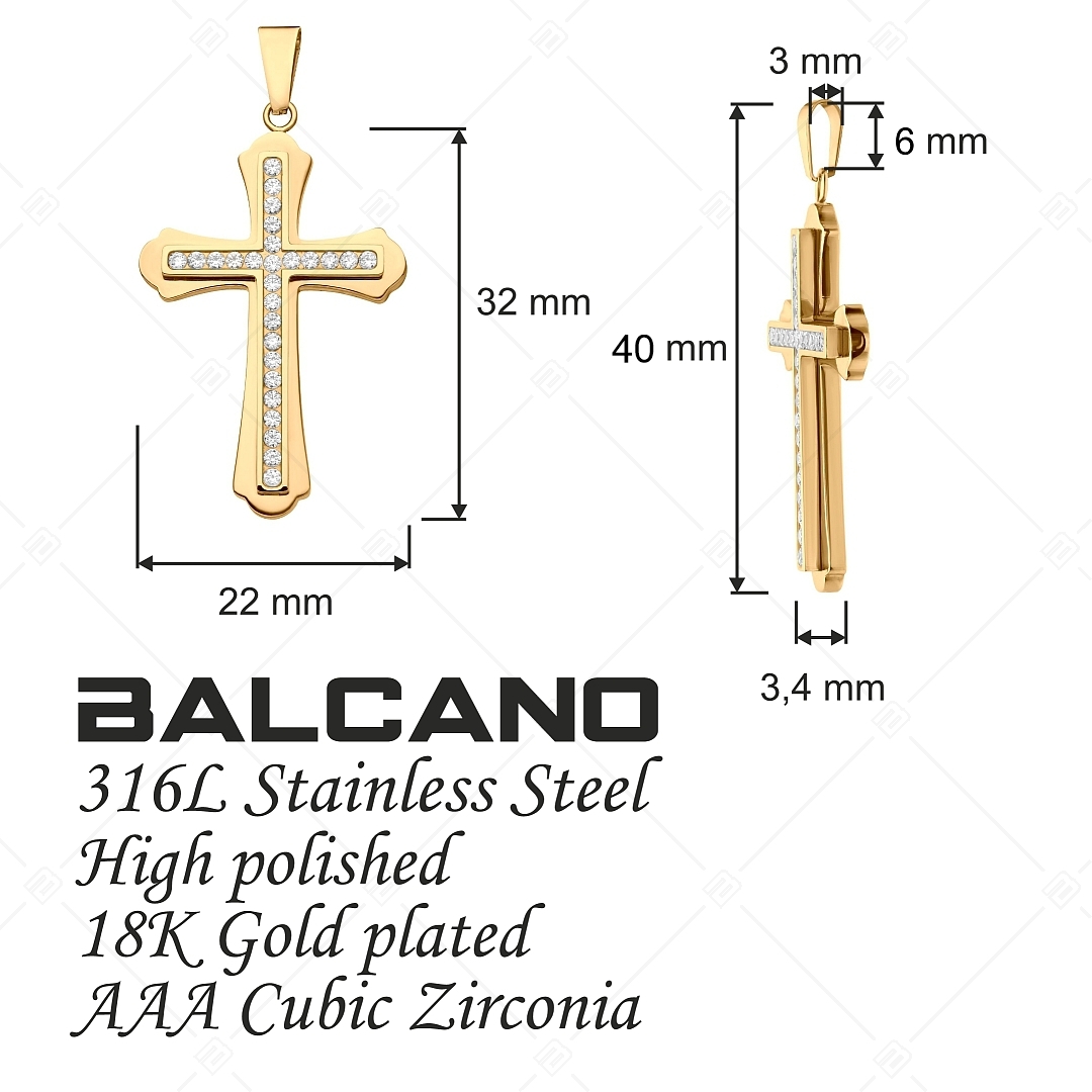 BALCANO - Gemmas / Kreuzförmiger Anhänger mit Zirkonia Edelsteinen, 18K vergoldet (242254BC88)