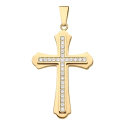 BALCANO - Gemmas / Cross Shaped Pendant With Zirconia Gemstones, 18K Gold Plated