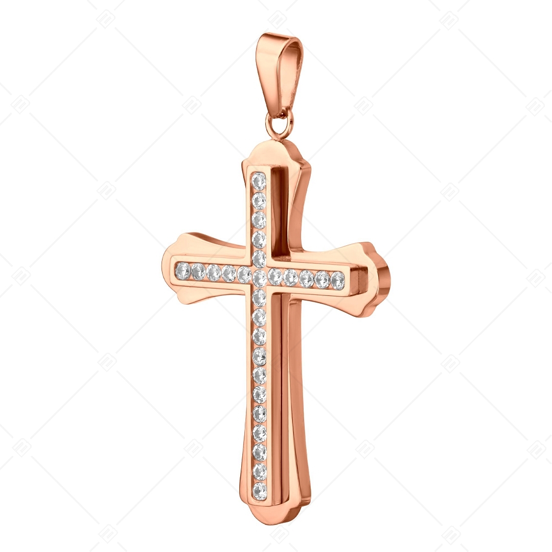 BALCANO - Gemmas / Pendentif croix avec pierres zirconium, plaqué or rose 18K (242254BC96)