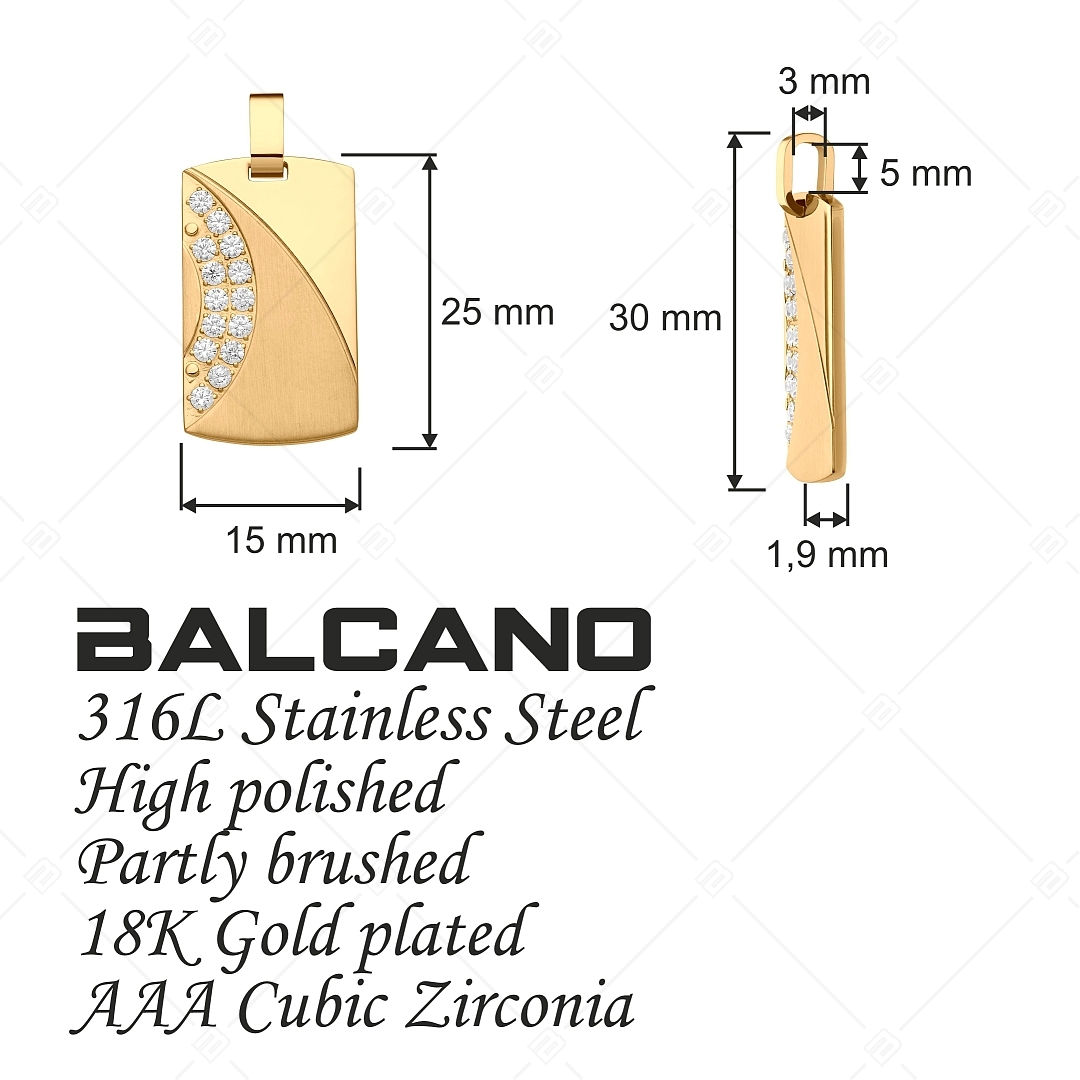 BALCANO - Sunny / Pendentif  en acier inoxydable avec pierres zirconium, plaqué or 18K (242255BC88)