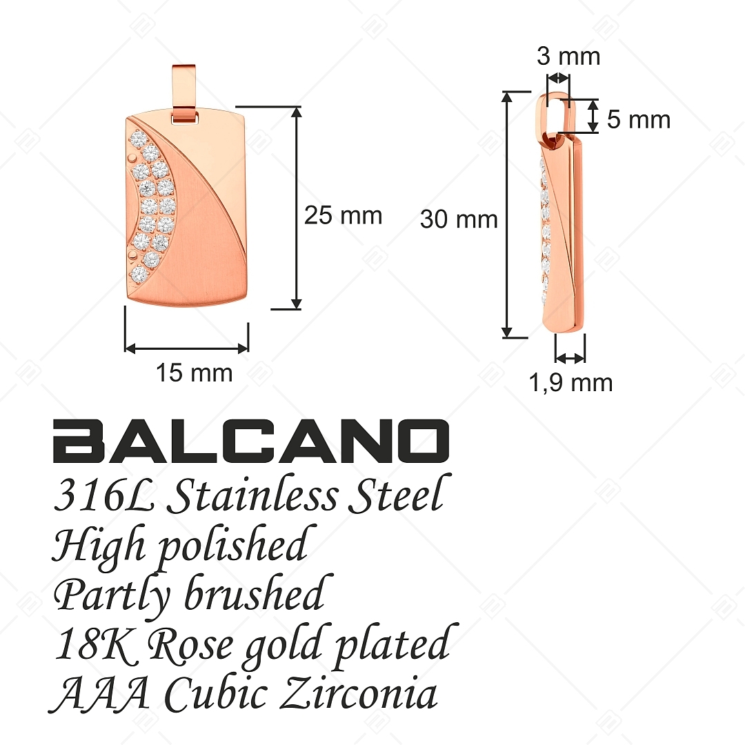 BALCANO - Sunny / Pendentif  en acier inoxydable avec pierres zirconium, plaqué or rose 18K (242255BC96)