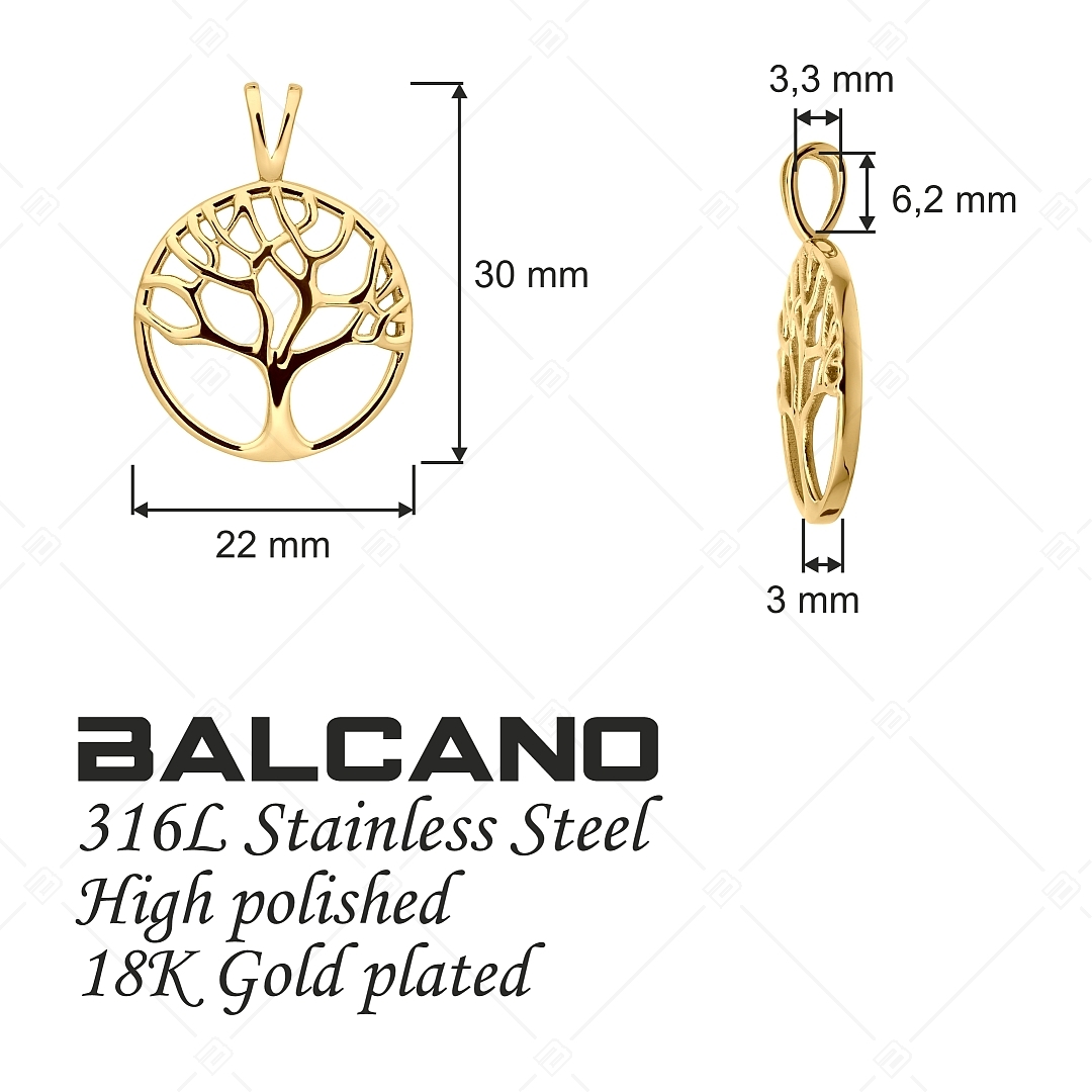 BALCANO - Lifetree / Lebensbaum Anhänger, 18K Gold Beschichtung (242256BC88)