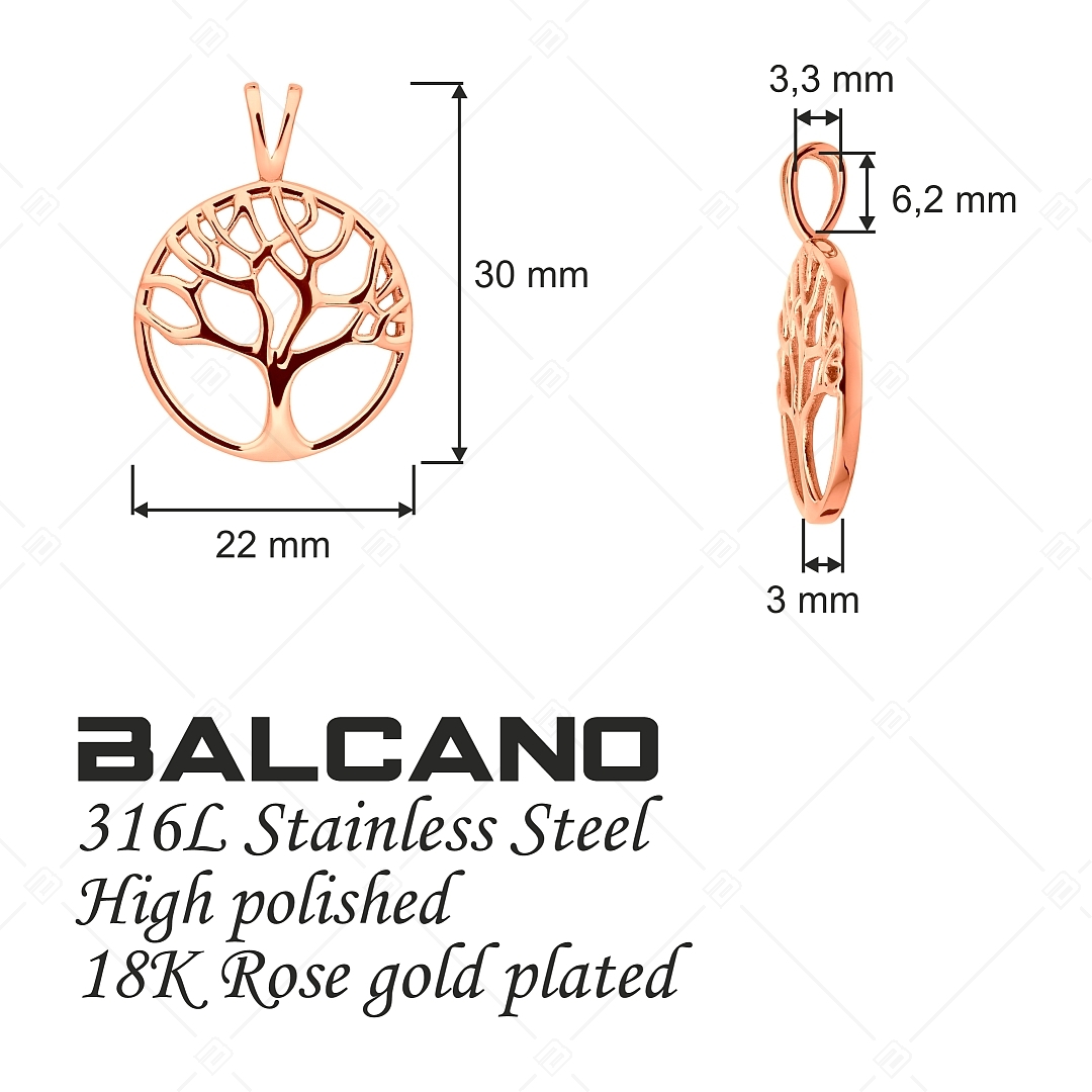BALCANO - Lifetree / Lebensbaum Anhänger, 18K rosévergoldet (242256BC96)