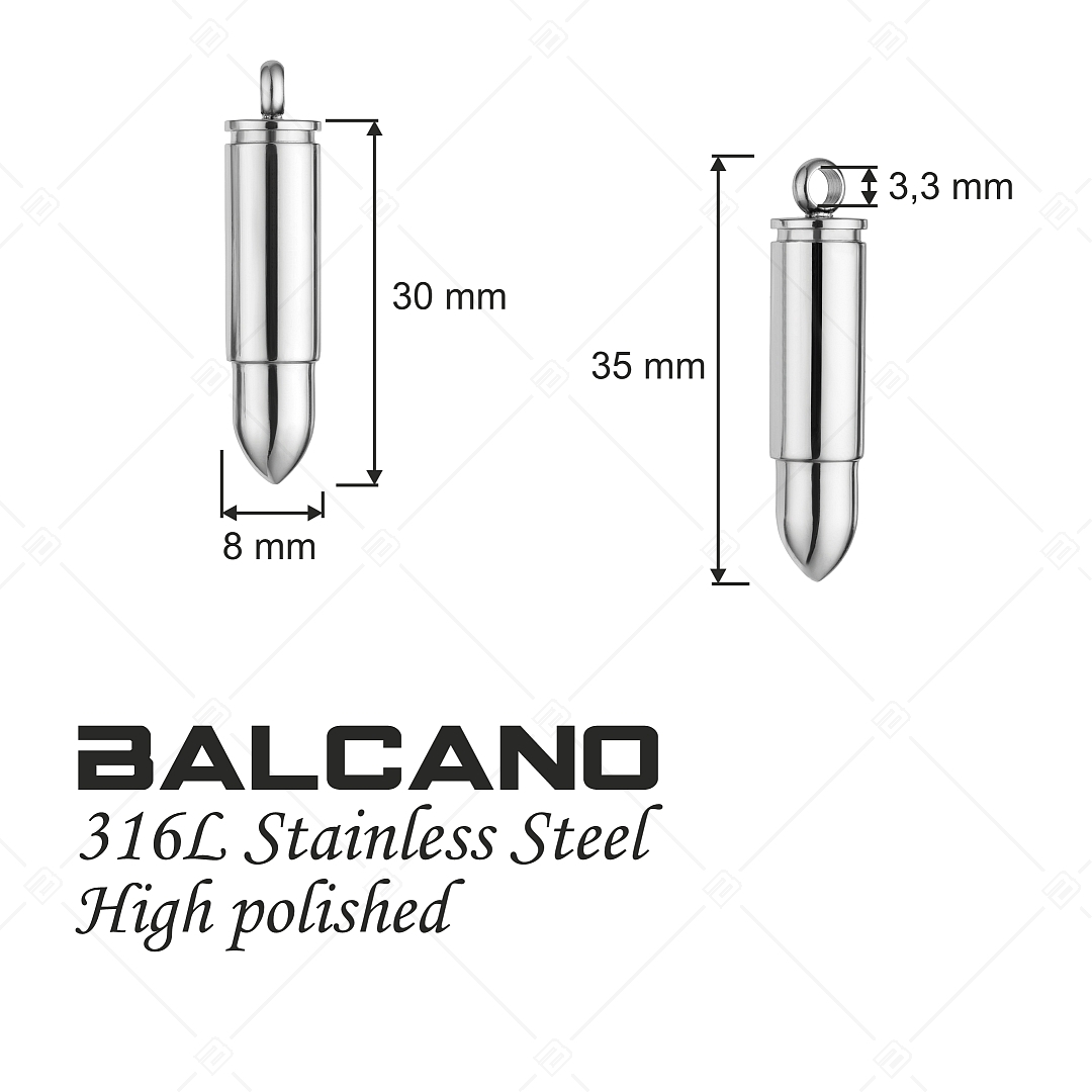 BALCANO - Bullet / Pendentif balle de pistolet, cartouche, avec polissage à haute brillance (242258BC97)