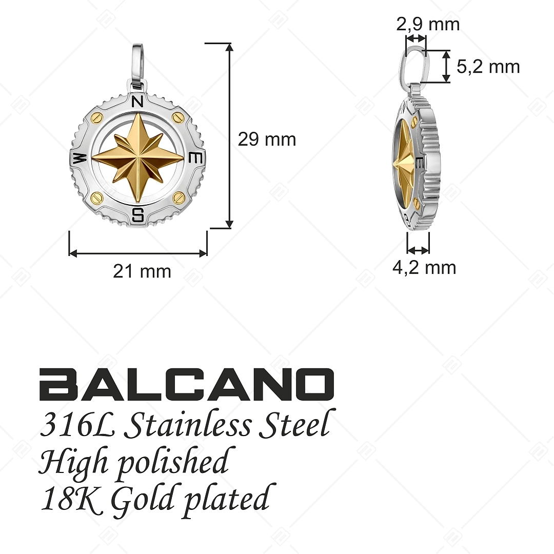 BALCANO - Seaman / Pendentif boussole avec avec hautement polie et plaqué or 18K (242260BC88)
