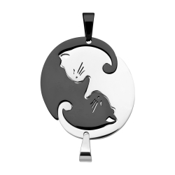 BALCANO - Lovecat / Stainless Steel Two Cats Friendship Pendant With High Polish and Black PVD Plated