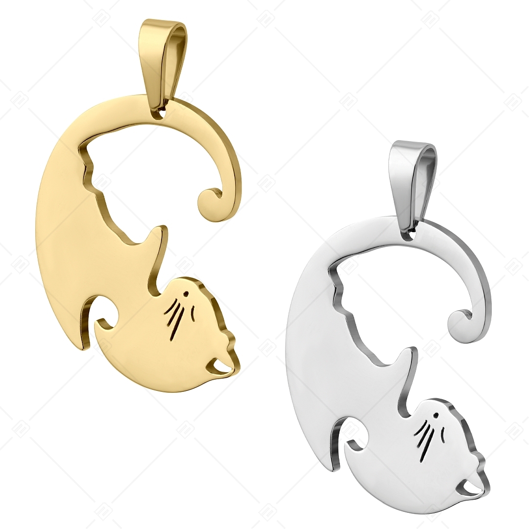 BALCANO - Lovecat / Stainless Steel Two Cats Friendship Pendant With High Polish and 18K Gold Plated (242261BC88)