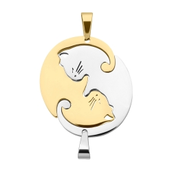 BALCANO - Lovecat / Stainless Steel Two Cats Friendship Pendant With High Polish and 18K Gold Plated