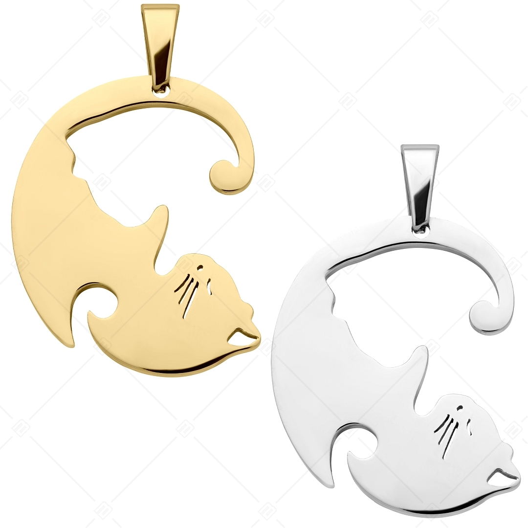 BALCANO - Lovecat / Stainless Steel Two Cats Friendship Pendant With High Polish and 18K Gold Plated (242261BC88)