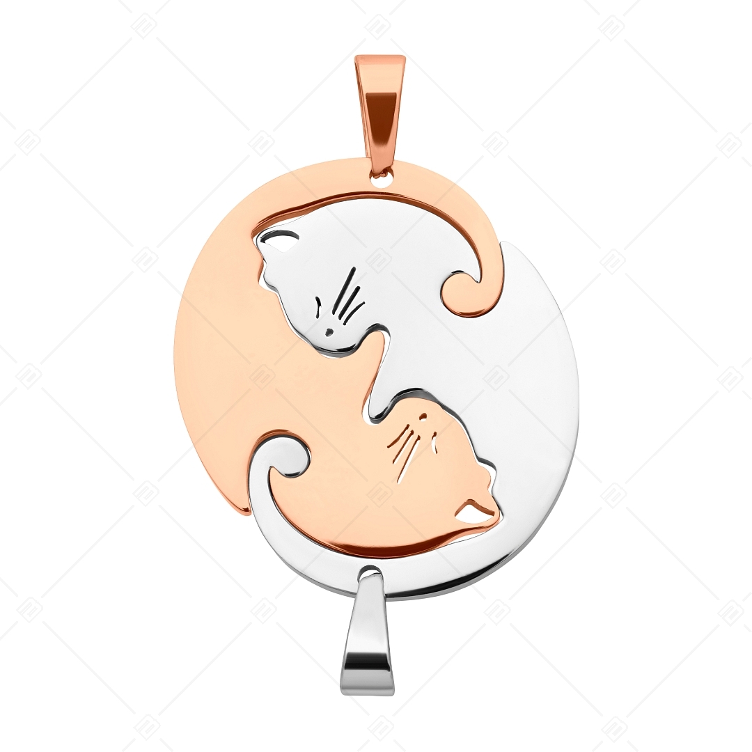 BALCANO - Lovecat / Stainless Steel Two Cats Friendship Pendant With High Polish and 18K Rose Gold Plated (242261BC96)