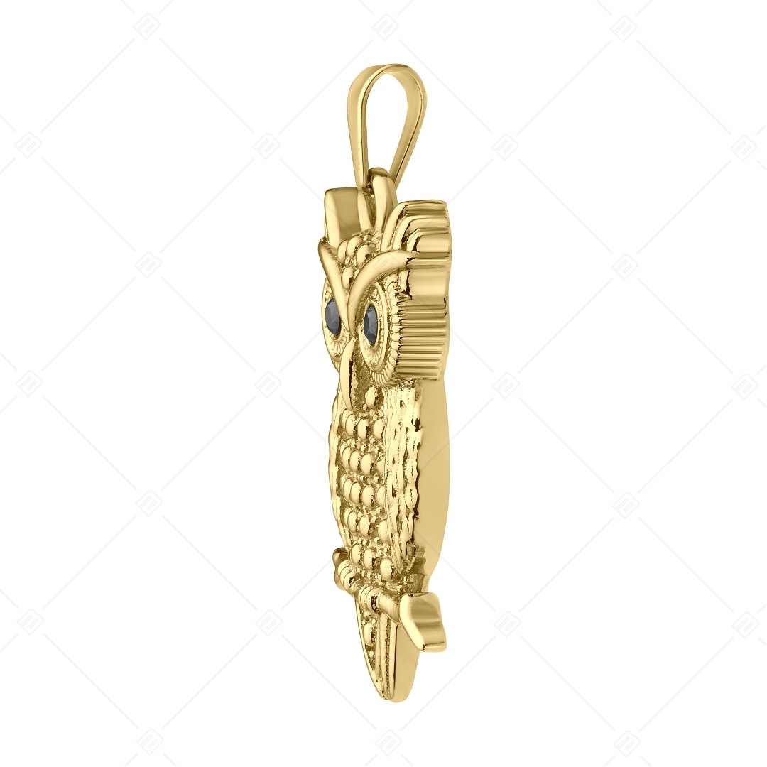 BALCANO - Owl / Stainless Steel Owl Pendant, 18K Gold Plated and With Zirconia Gemstones (242262BC88)
