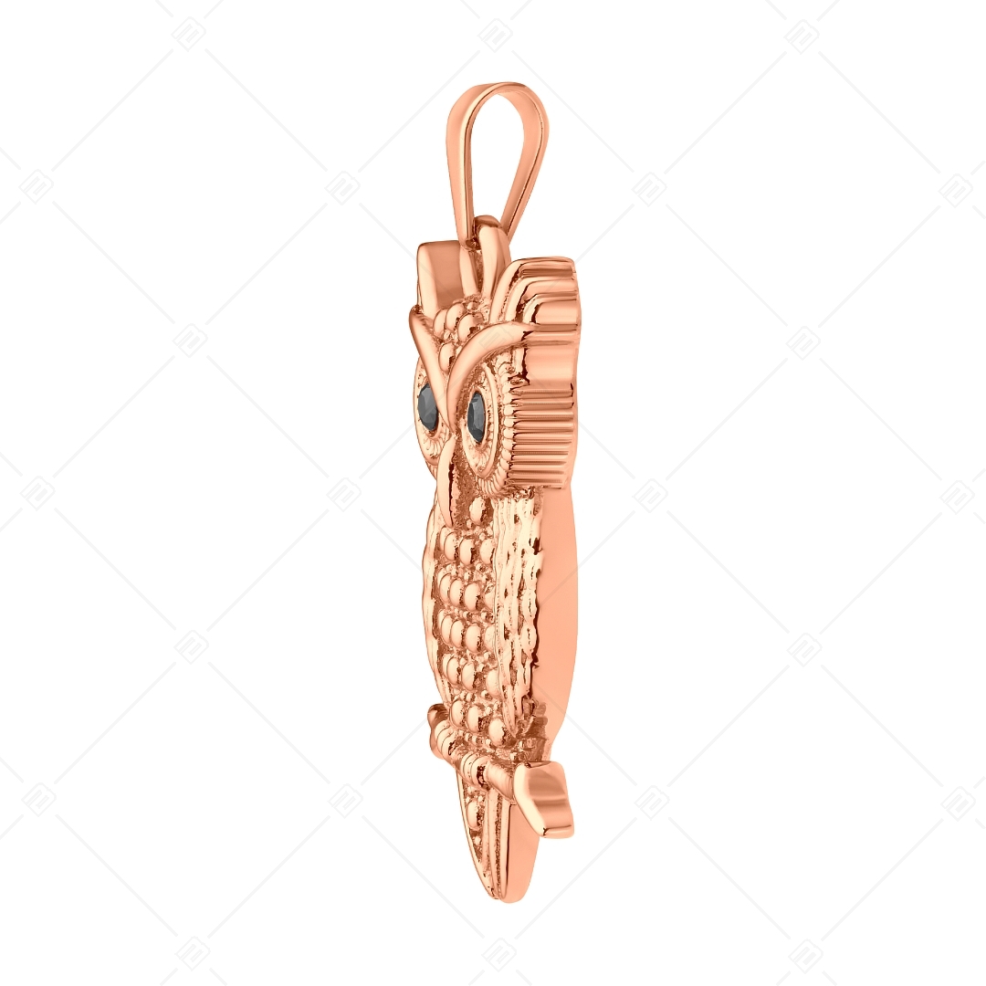 BALCANO - Owl / Stainless Steel Owl Pendant, 18K Rose Gold Plated and With Zirconia Gemstones (242262BC96)