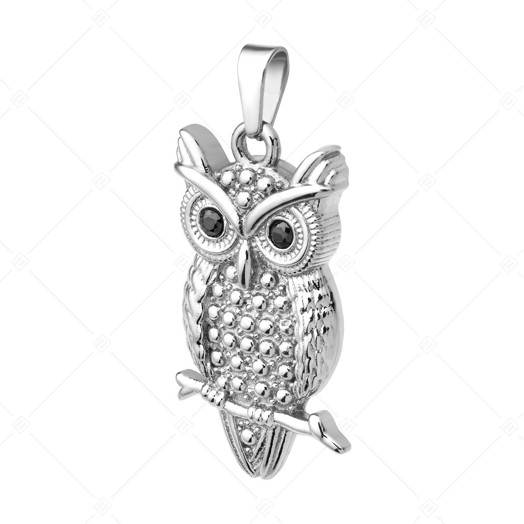 BALCANO - Owl / Pendentif en forme de chouette en acier inoxydable avec hautement polie et pierres précieuses en zircone (242262BC97)