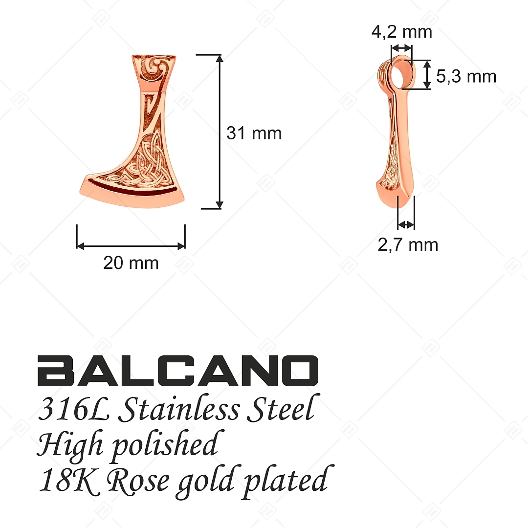 BALCANO - Ax / Stainless Steel Celtic Pattern Ax Pendant 18K Rose Gold Plated (242263BC96)