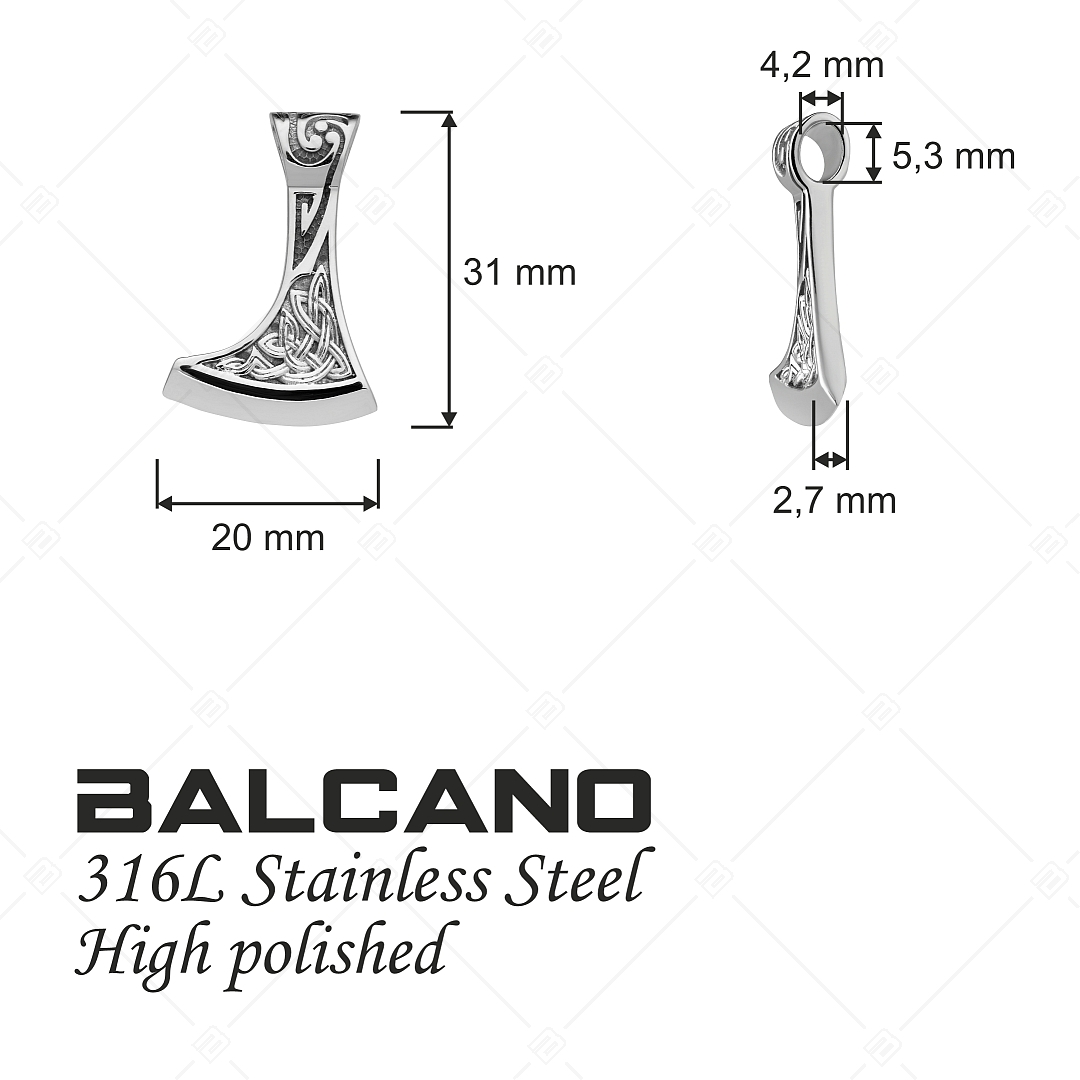 BALCANO - Ax / Edelstahl Axtanhänger mit keltischem Muster und mit Hochglanzpolierung (242263BC97)