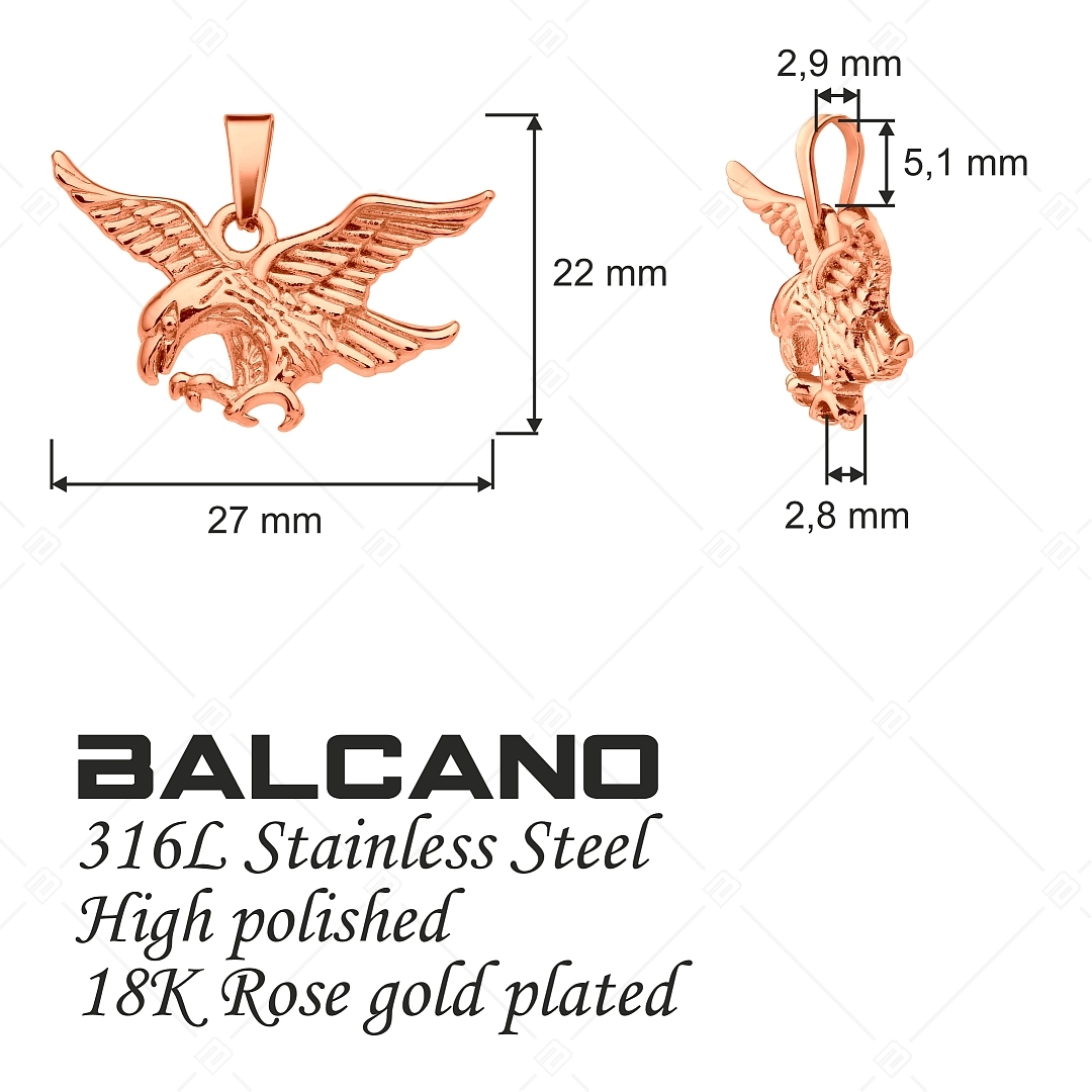 BALCANO - Eagle / Pendentif aigle en acier inoxydable, plaqué or rose 18K (242264BC96)