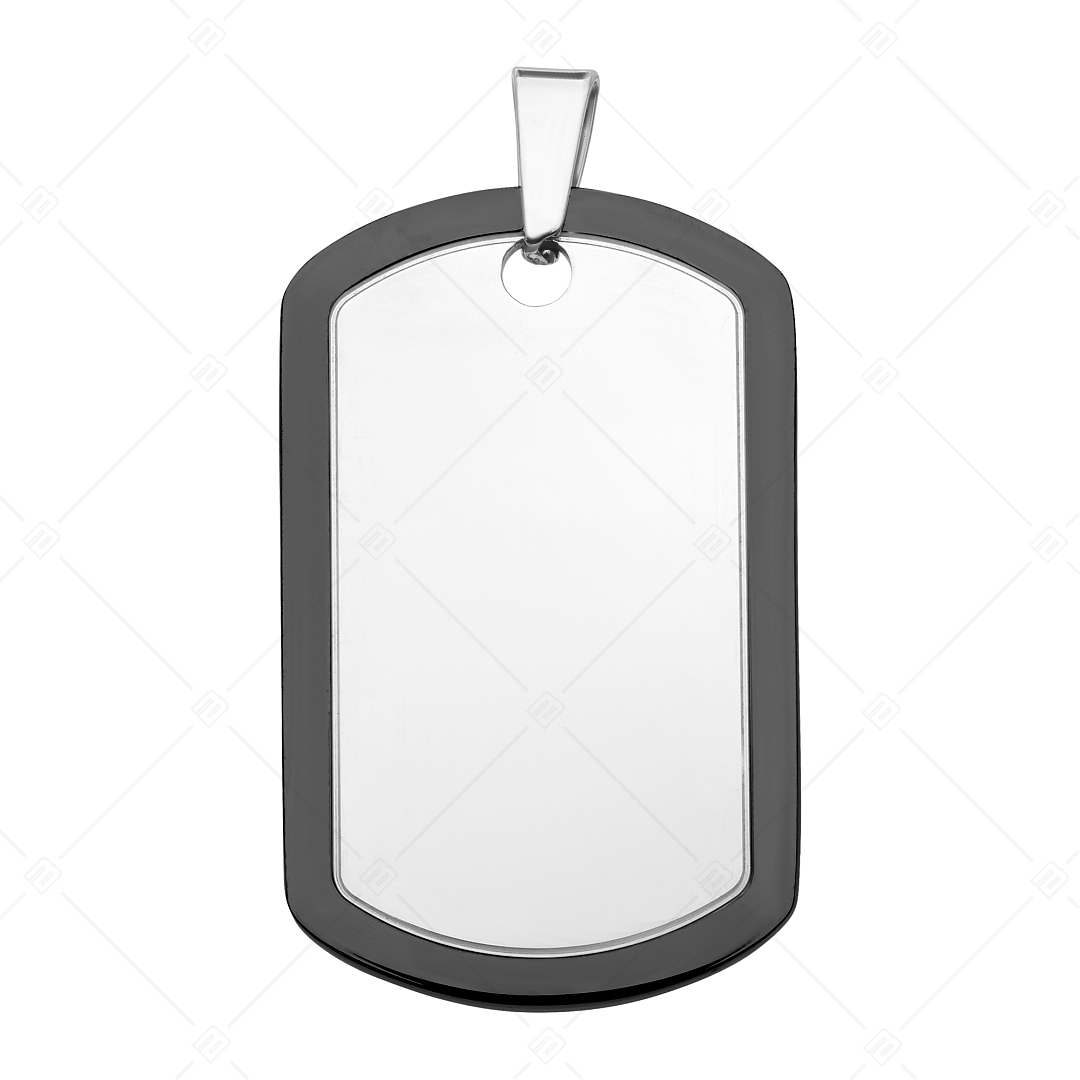 BALCANO - Dog Tag / Pendentif plaque d'identité militaire en acier inoxydable avec hautement polie et plaqué PVD noir (242265BC11)