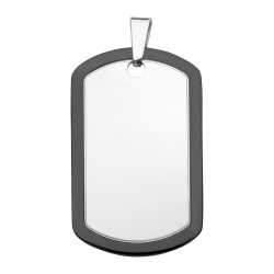 BALCANO - Dog Tag / Rounded Rectangular Engravable Stainless Steel Pendant With High Polish and Black PVD Plated