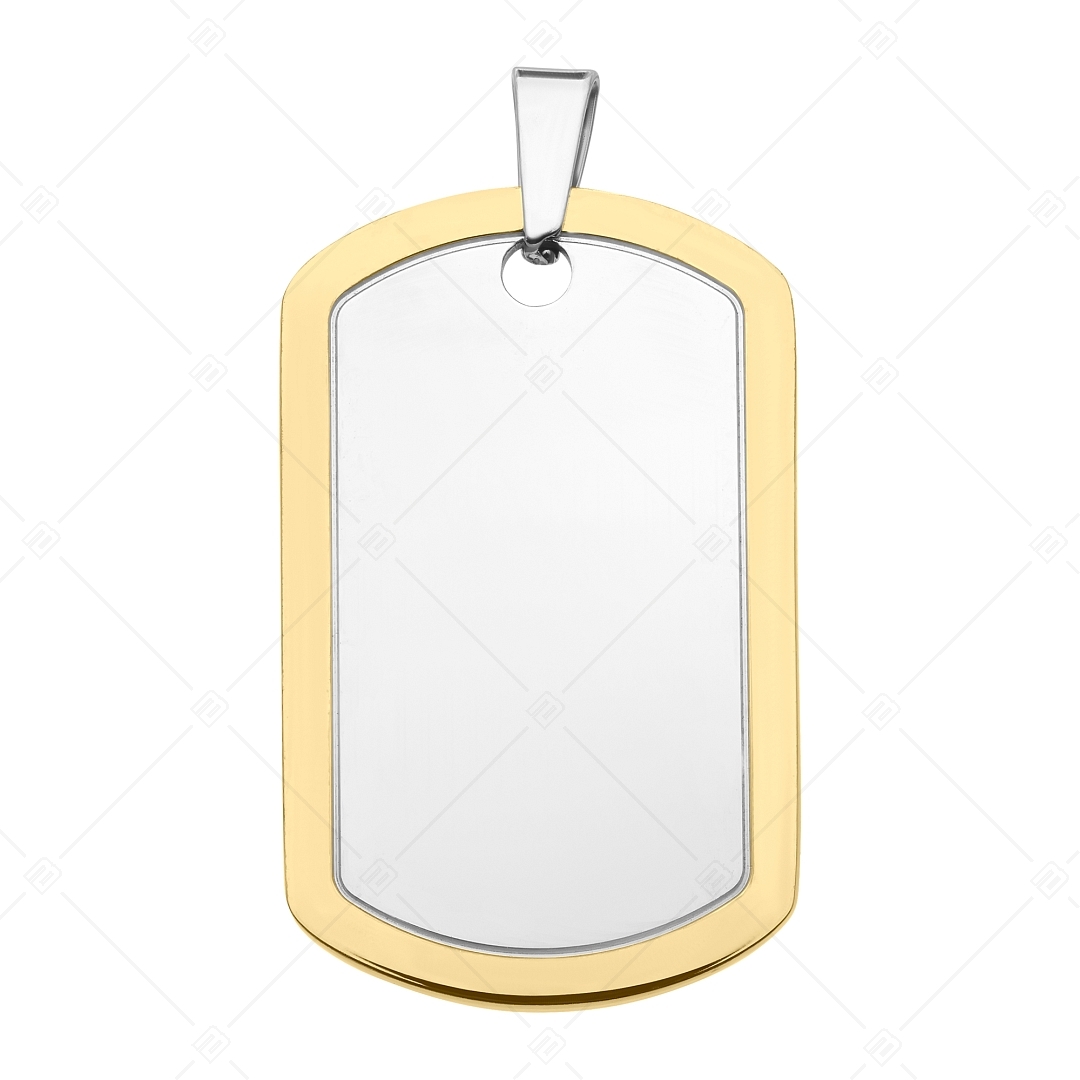BALCANO - Dog Tag / Pendentif plaque d'identité militaire en acier inoxydable avec hautement polie et plaqué or 18K (242265BC88)