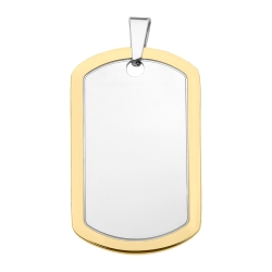 BALCANO - Dog Tag / Rounded Rectangular Engravable Stainless Steel Pendant With High Polish and 18K Gold Plated
