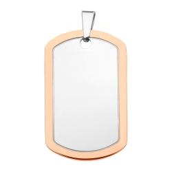 BALCANO - Dog Tag / Rounded Rectangular Engravable Stainless Steel Pendant With High Polish And 18K Rose Gold Plated