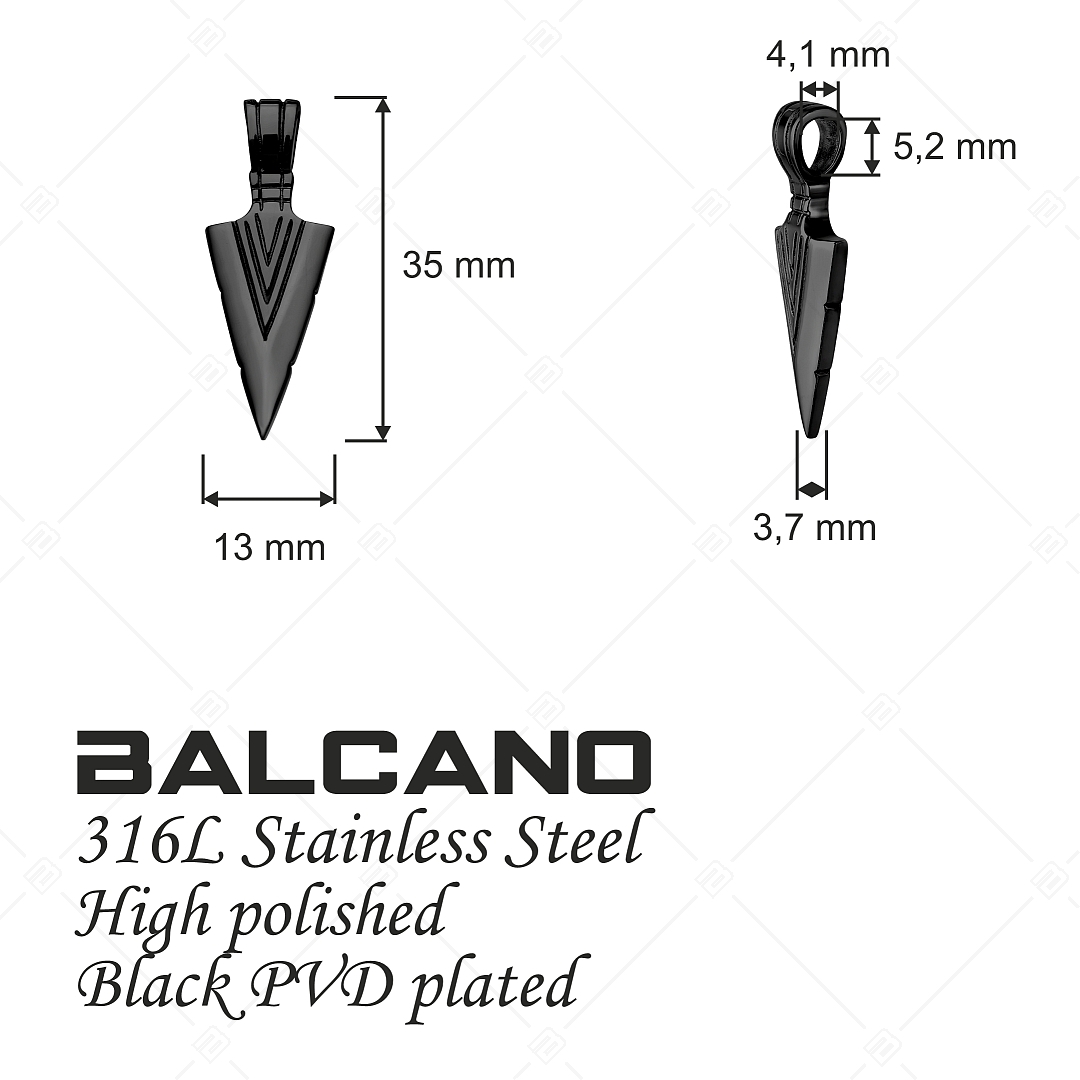 BALCANO - Arrow / Arrowhead Pendant With High Polish and Black PVD Plated (242267BC11)