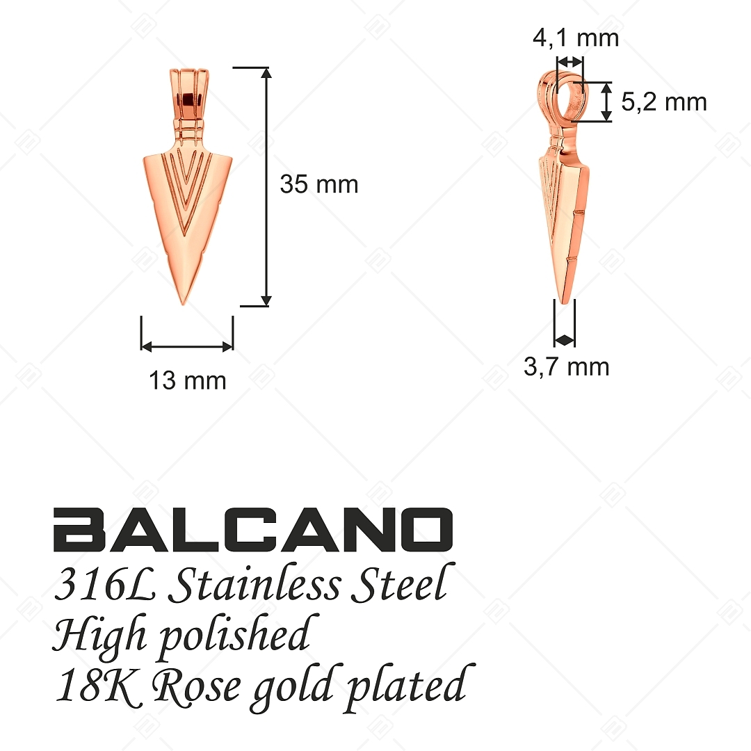 BALCANO - Arrow / Pendentif pointe de flèche en acier inoxydable avec hautement polie et plaqué or rose 18K (242267BC96)