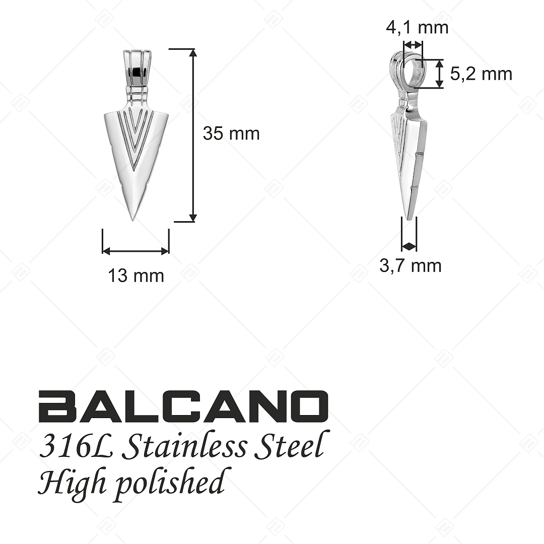 BALCANO - Arrow / Stainless Steel Arrowhead Pendant With High Polish (242267BC97)