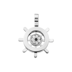 BALCANO - Helmsman / Stainless Steel Boat Steering Wheel Pendant With Zirconia Gemstones, High Polished