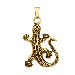 BALCANO - Gecko / Stainless Steel Lizard Pendant, 18K Gold Plated