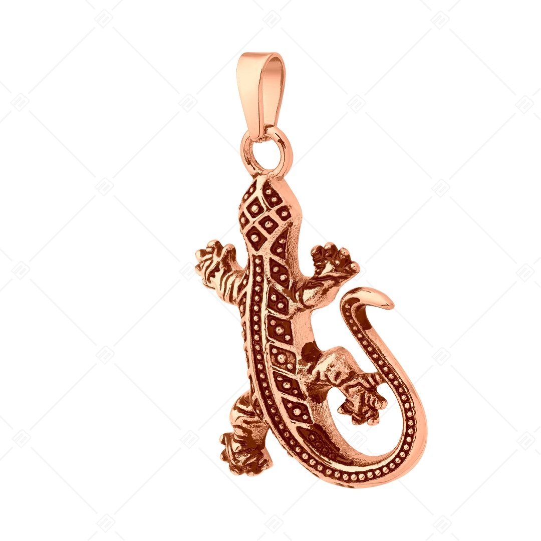 BALCANO - Gecko / Stainless Steel Lizard Pendant, 18K Rose Gold Plated (242270BC96)