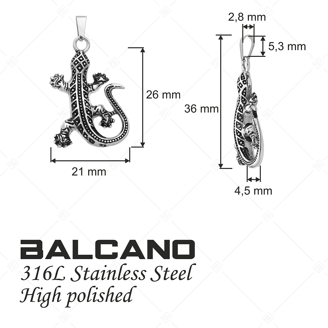 BALCANO - Gecko / Pendentif lézard en acier inoxydable, avec hautement polie (242270BC97)