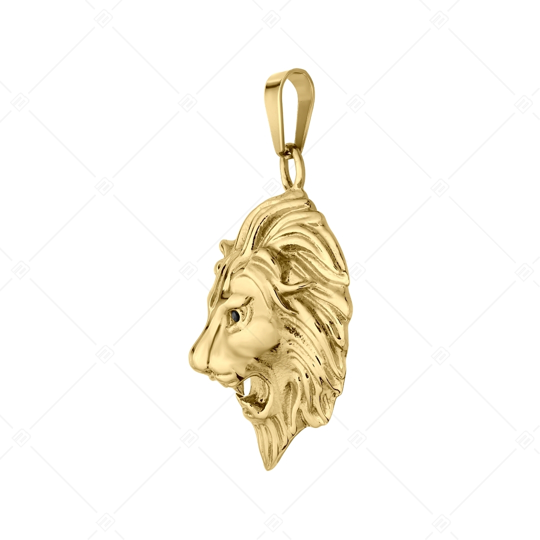 BALCANO - Lion / Pendentif tête de lion en acier inoxydable avec pierres précieuses en zircone, plaqué or 18K (242271BC88)