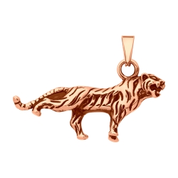BALCANO - Tiger / Stainless Steel Tiger Pendant, 18K Rose Gold Plated