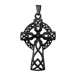 BALCANO - Celtic Cross / Pendentif croix celtique en acier inoxydable, plaqué PVD noir