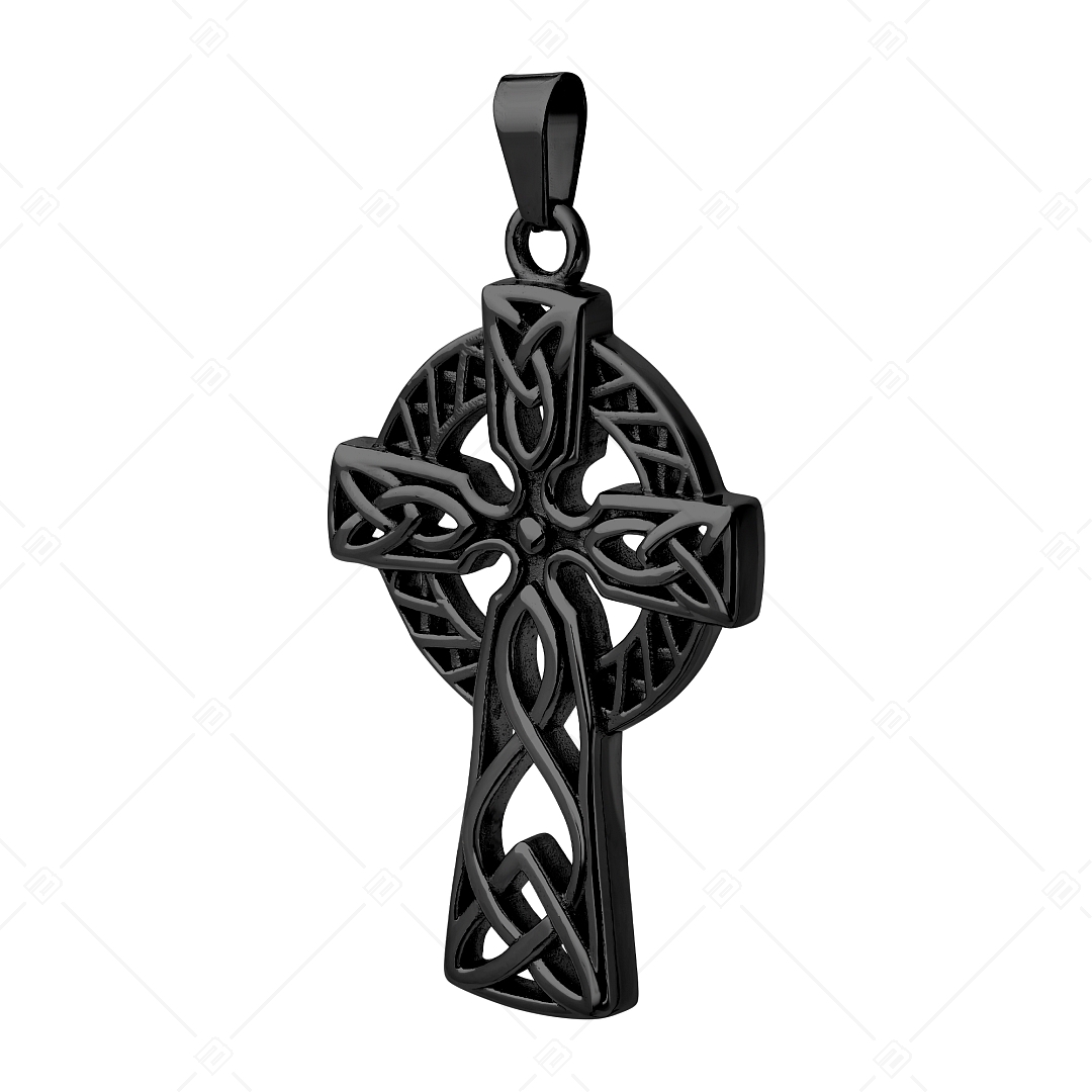 BALCANO - Celtic Cross / Pendentif croix celtique en acier inoxydable, plaqué PVD noir (242276BC11)